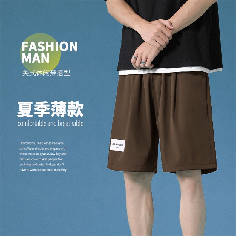 时尚标志休闲百搭垂顺冰丝宽松透气五分薄款冰丝裤DK510-特批17,男装休闲裤,星座718-1