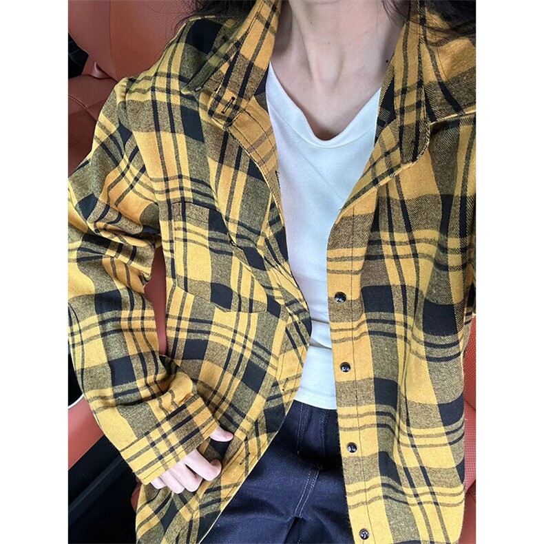 YK86046-P23 30%棉 70%聚酯纤维美式春季格子衬衫图片