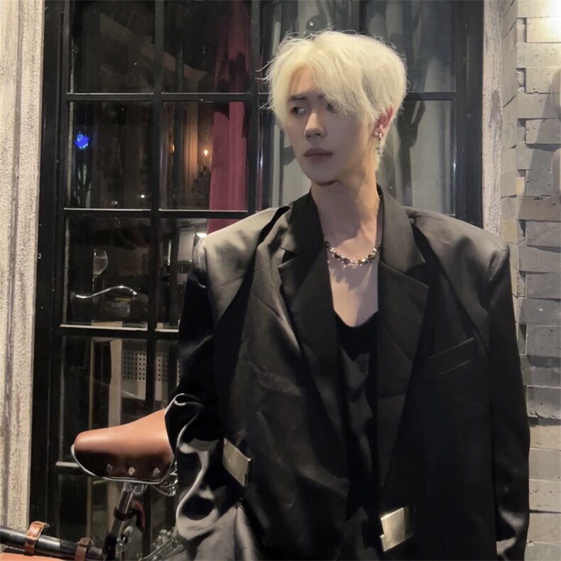（图）网红炸街金属卡扣西服外套宽松西装1389-P105,男装西服,星座910-5