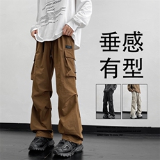 时尚伞兵工装裤直筒加绒挺阔休闲垂感有型K211-特批-38加绒特批48，男装休闲裤，星座718-1