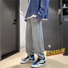 小熊字母高街灰色裤子男秋冬季加绒裤B372P35，男装休闲裤，星座1116-2