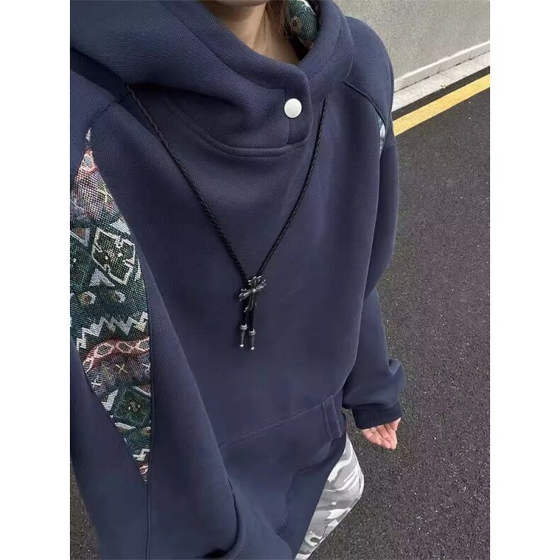 复古撞色拼接圆领套头卫衣男女潮牌宽松情侣上衣513AWY2521P38,男装卫衣,星座513A
