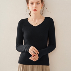 高级感无缝一体100纯山衫女v领纯色毛衣秋冬新款紧修身打底衫，女装羊毛衫，九嘉羊绒