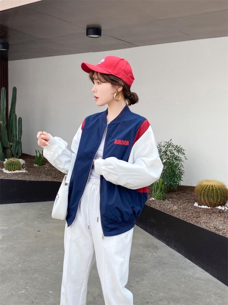 撞色棒球服外套，其它，斐媞梦