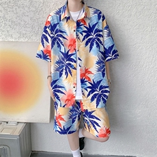TZ1149-特48控88多色海滩冰丝凉感大码套装衬衫速干运动两件套，男装休闲套装，电商A059