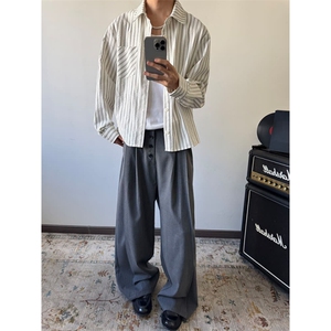 老钱风拖地西装裤新款通勤垂感西装裤宽松阔腿裤秋冬季LB0233-P59图片