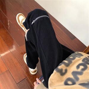 美式vibe风裤子高街潮ins黑色破洞牛仔裤男N8077P38图片