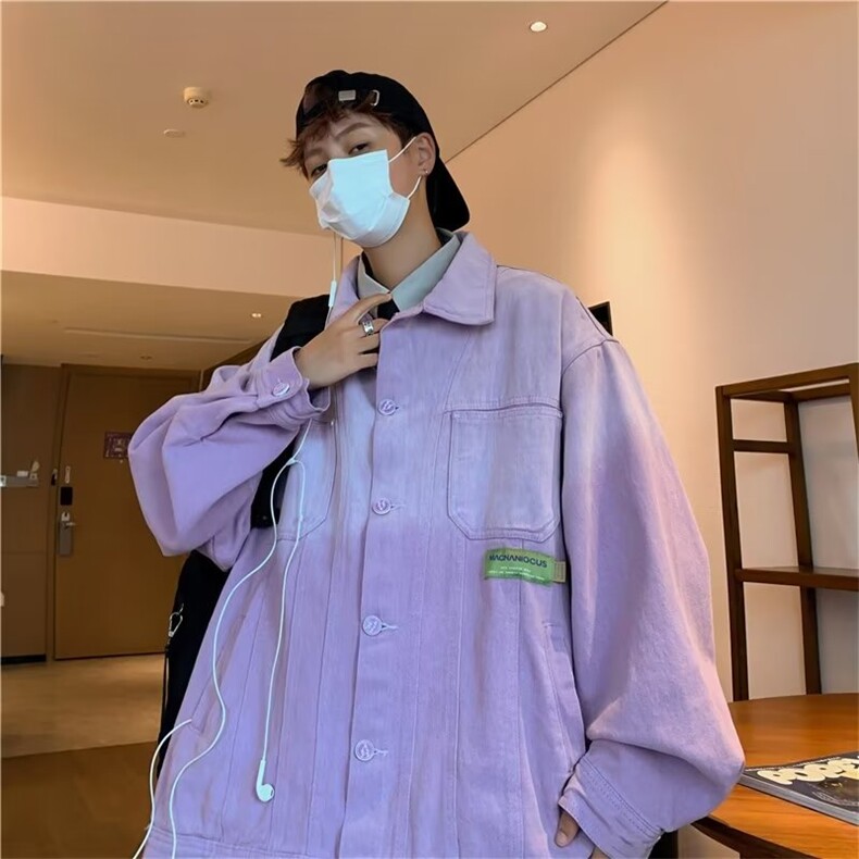日系复古渐变牛仔外套男女秋季港风潮做旧水洗情侣夹克W3563-P66,男装大码男装,星座412-2
