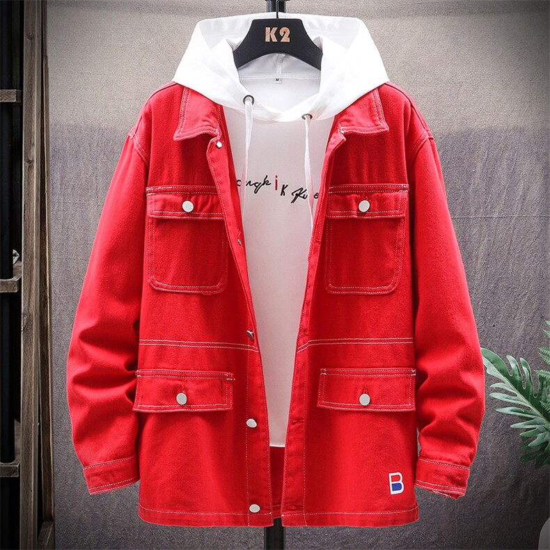 春季牛仔夹克韩版潮流宽松百搭工装日系外套上衣服男装8213-P80图片
