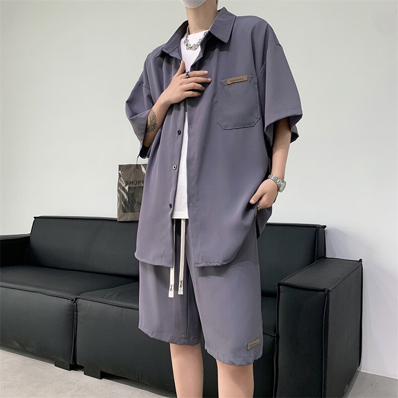 套装男士韩版潮流高街帅气百搭夏季2024新款ins五分裤W5794-P52图片