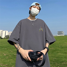 240G重磅美式印花纯棉大码宽松休闲短袖T恤T332-P25控38，男装T恤，电商B219A