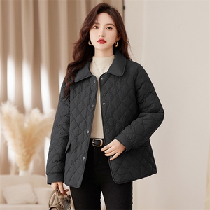 简约百搭白鸭绒羽绒服女2025新款衬衫领轻薄羽绒服休闲短外套图片