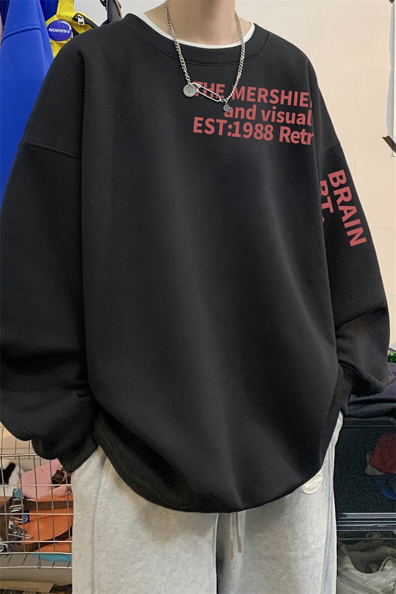 量大优可提供视频2024印花圆领卫衣宽松HD019-1-YL4333-P30,男装卫衣,电商019-1