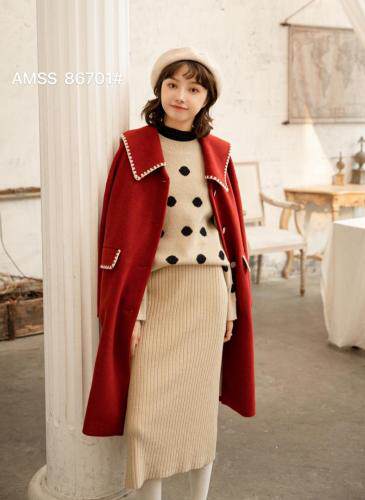 冬款呢料大衣，女装毛呢外套，AMSS 艾玛莎莎