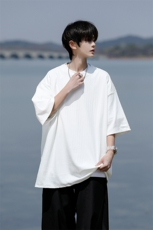 8XL-M重磅！特大码港风短袖T恤男士半袖男五分袖体恤衫DX306P40，男装T恤，电商D206-1