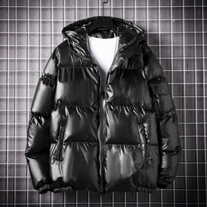 现货主推冬季男士连帽加厚棉衣港风亮面棉服外套MY01图片