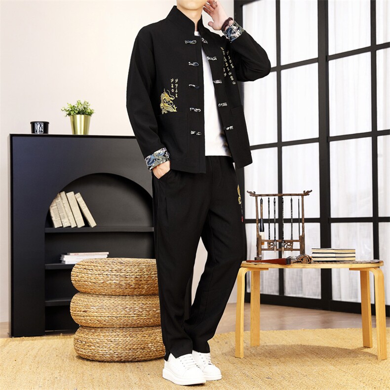 风男装唐装套装秋季开衫现货中式刺绣汉服 tz01-p125图片
