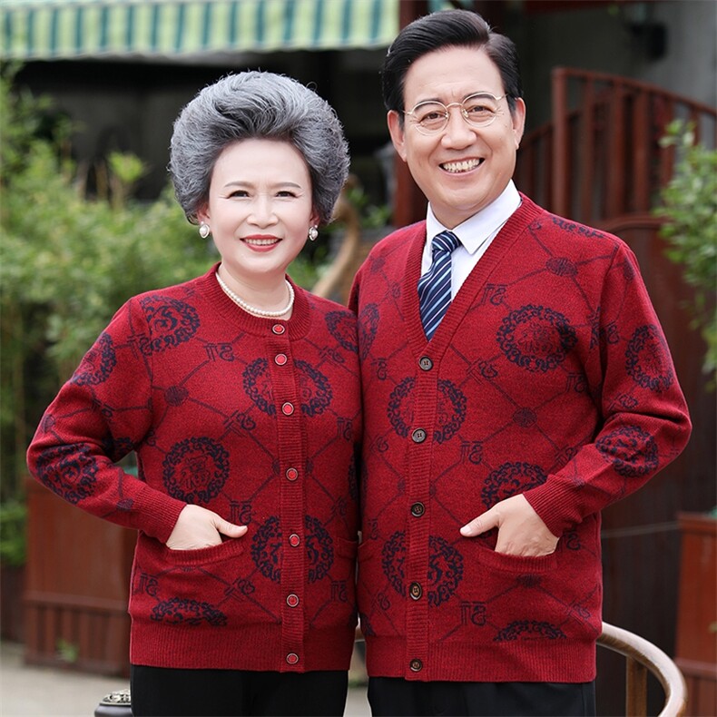 2024秋冬新款中老年男女款加厚30%羊毛开衫,女装羊毛衫,衣恋羊绒