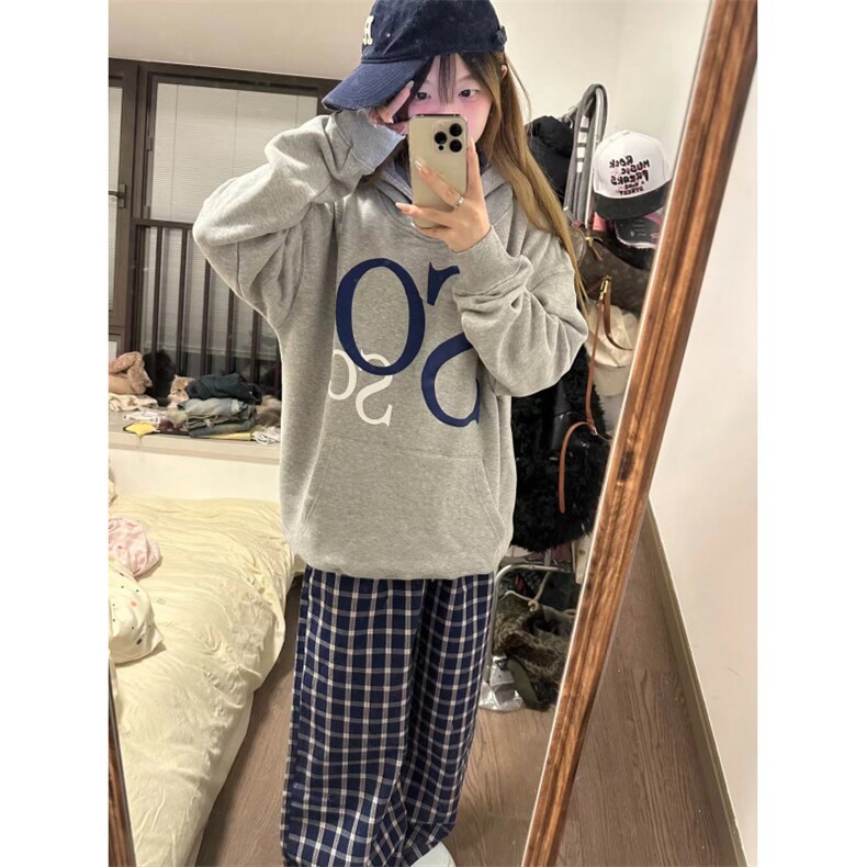 【有货】蓝色格子阔腿裤男女美式复古hiphop裤子宽松X814HH-特P50,男装休闲裤,星座1007（原301D）