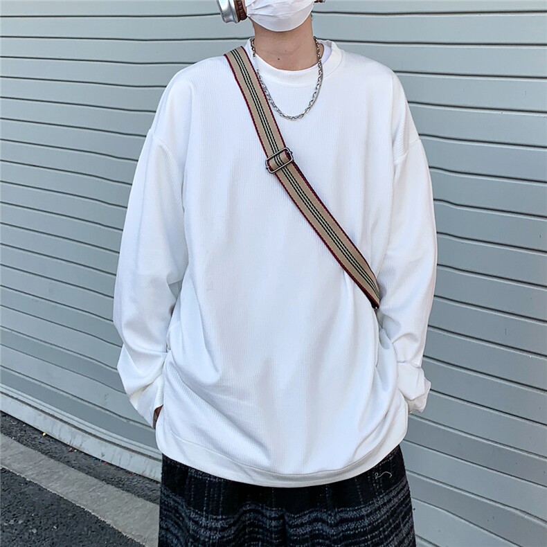 2026春装肌理感男士长袖T恤潮流男袖子纽扣设计W56681/特P35白8,男装T恤,电商A094