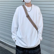 2026春装肌理感男士长袖T恤潮流男袖子纽扣设计W56681/特P35白8，男装T恤，电商A094