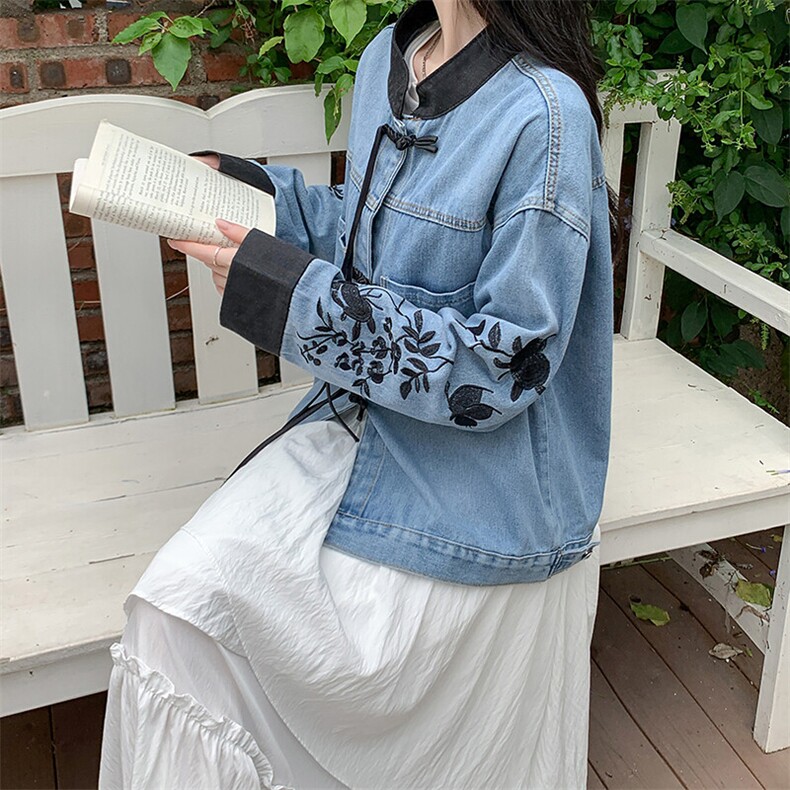 新中式牛仔外套女2025新款宽松时尚设计感洋气风上衣 NZ060-P88图片