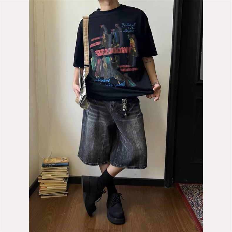 04夏季复古宽松阔腿水洗做旧牛仔七分裤-NZ255-网络图,男装牛仔裤,星座1002-2