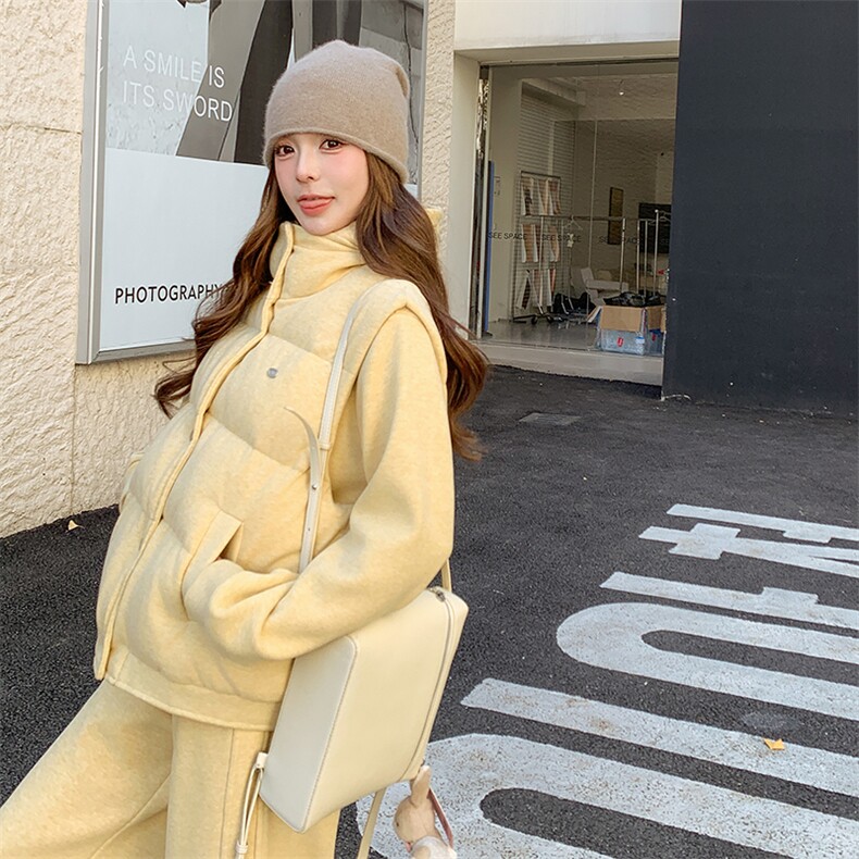 24冬季加绒卫衣套装+羽绒马甲三件套两色可选668-P345-K458,女装套装/套裙,2C317