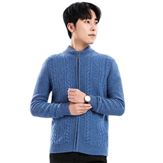 时尚男士纯色羊毛开衫羊毛长袖圆领简约百搭舒适保暖男装，男装羊毛衫，牧绒家园