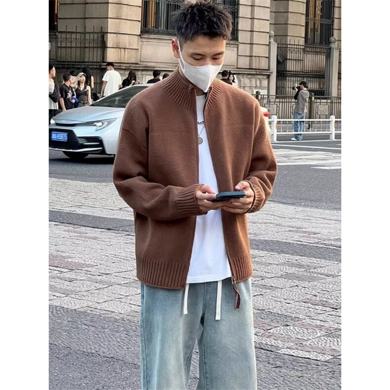 秋冬季新款男士立领拉链针织时尚修身拉链上衣简约净版气质外套潮,女装短外套,星座506A