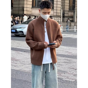 秋冬季新款男士立领拉链针织时尚修身拉链上衣简约净版气质外套潮图片