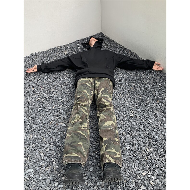 B221美式ins高街暗黑拉链休闲迷彩牛仔裤LK24156-P65控88,男装牛仔裤,电商B221