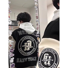 美式复古字母印花棒球服外套撞色拼接夹克JK12特P55，男装夹克，星座908-1