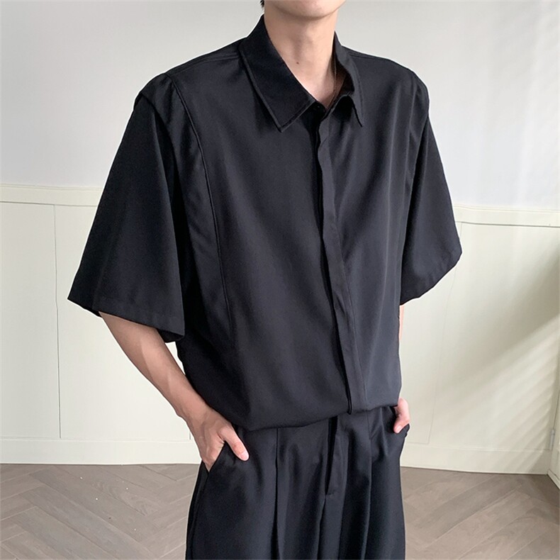 特P45无差价新款夏季时尚百搭纯色短袖衬衫-HC2259港风,男装衬衫,电商A003