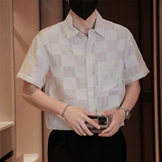 大货男士短袖衬衫高级感定制面料冰丝透气品质衬衣C317-C805-P55，男装衬衫，电商C317