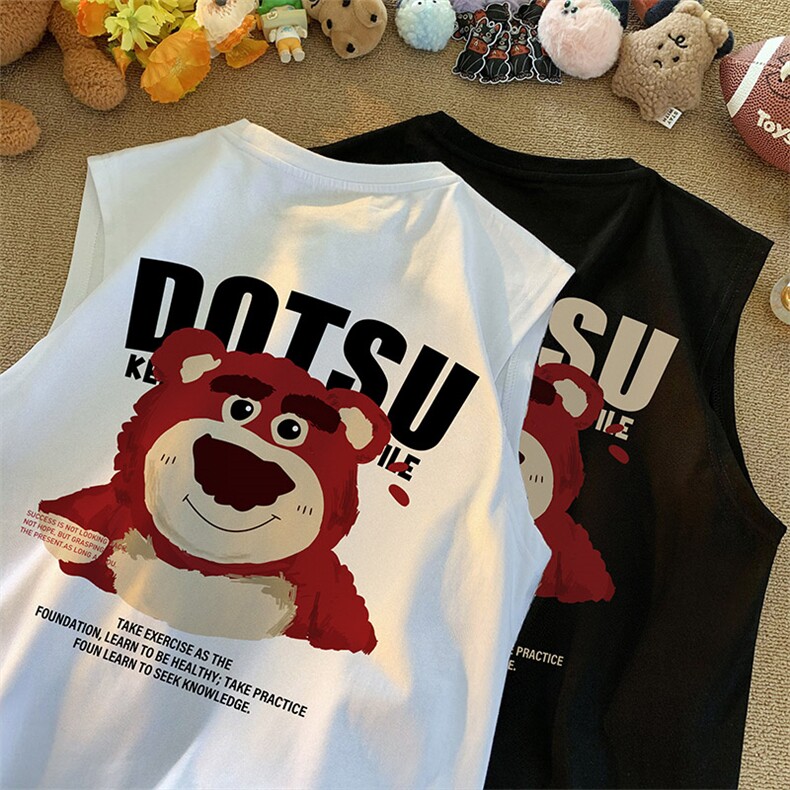 抖音供货、200克现货全棉印花背心宽松无袖T恤D223A-BX2311-P25,男装背心/马甲,电商019-1