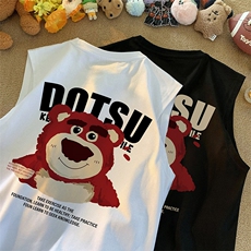 抖音供货、200克现货全棉印花背心宽松无袖T恤D223A-BX2311-P25，男装背心/马甲，电商019-1