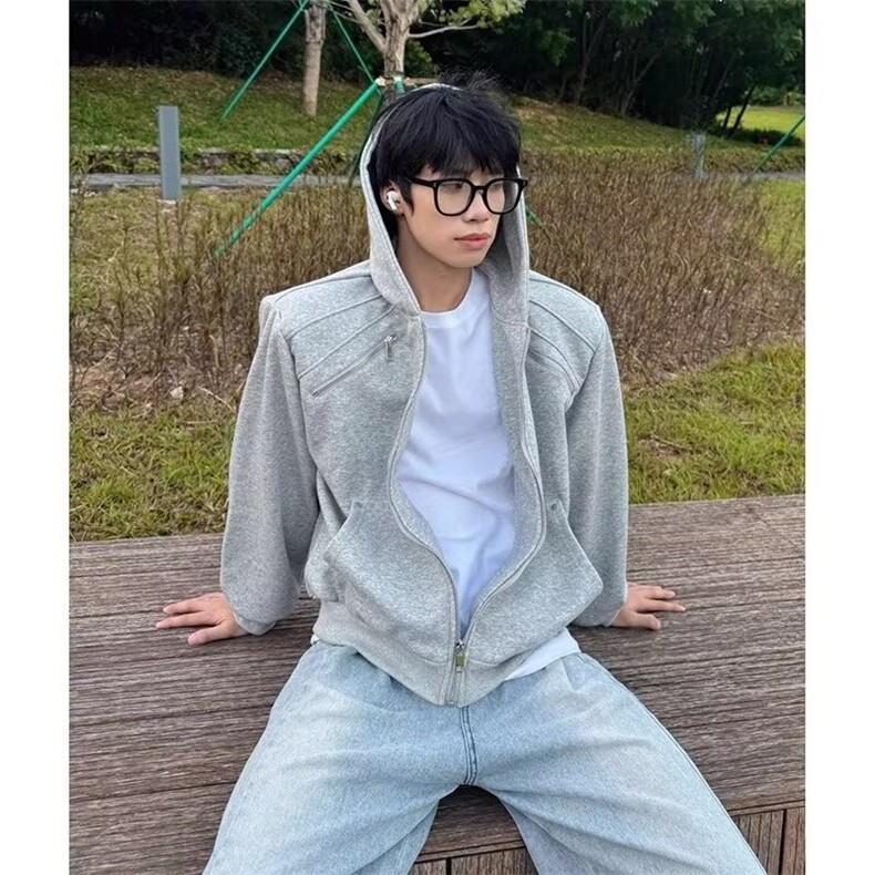 K2640-P65春季男款太空棉连帽重磅开衫卫衣,男装卫衣,电商B323A