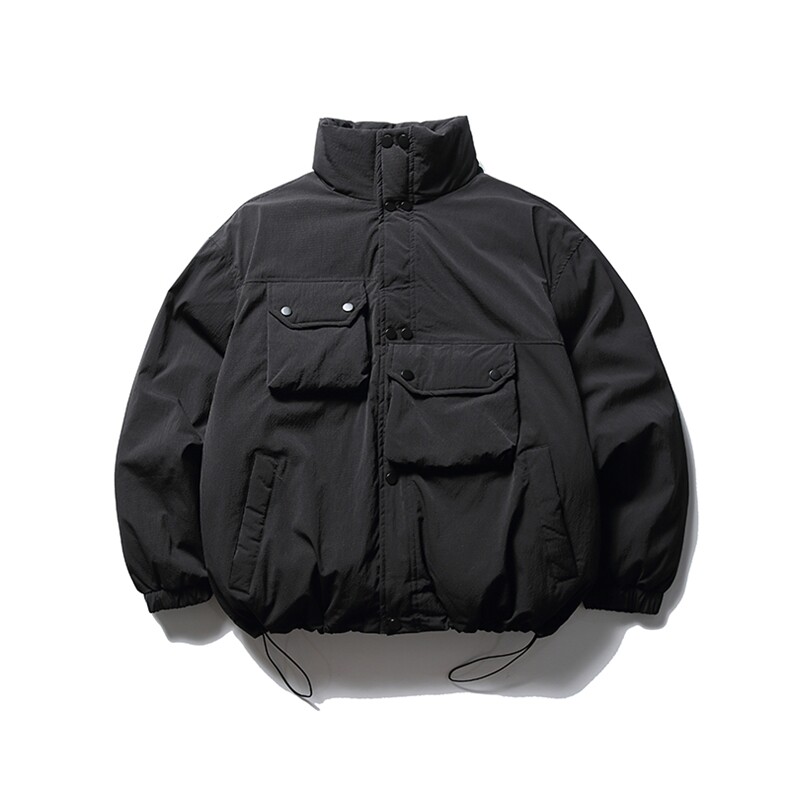 南夏乔装2025冬款纯色不规则立体口袋保暖棉衣日系复古立领棉服男,男装棉衣,电商S006（B521）