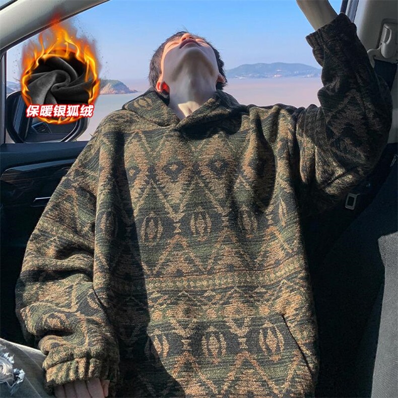 540g重磅银狐绒大码连帽大口袋舒适卫衣男W5409J加绒-特P75控138，男装卫衣，电商A001-1