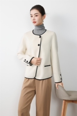 2025年秋季撞色百搭双面呢大衣时尚百搭通勤休闲，女装双面呢大衣，亿美羊绒