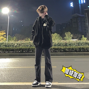 高街vibe纯色牛仔裤男款夏季修身微喇叭裤 控价68 常规55加绒65图片
