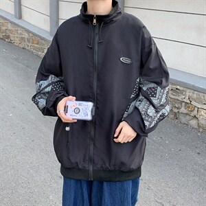 2021秋季新款夹克日系立领复古印花宽松百搭潮牌外套 W1146-P49图片