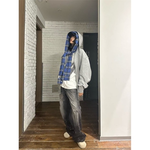 【有货】假两件格子拼接卫衣男款设计感连帽开衫外套JL97HH-特P68图片
