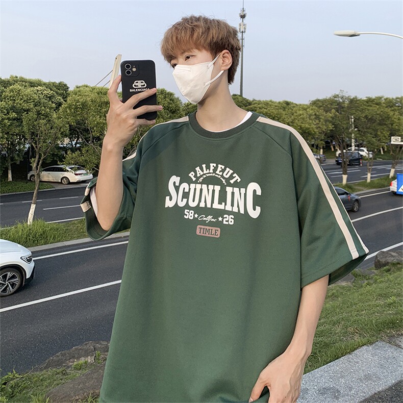 青春男T恤标准夏季五分袖ins时尚潮牌圆领T05574-P33,男装T恤,星座308B-1