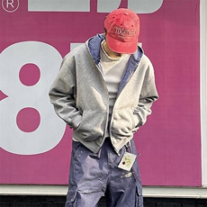抖音得物高品质二开26春季美式潮牌两面穿连帽卫衣开衫男女外套，女装短外套，电商A486