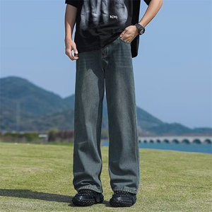 2024美式牛仔裤男款春季长裤潮T1709P40,广场舞牛仔裤搭配什么上衣图片