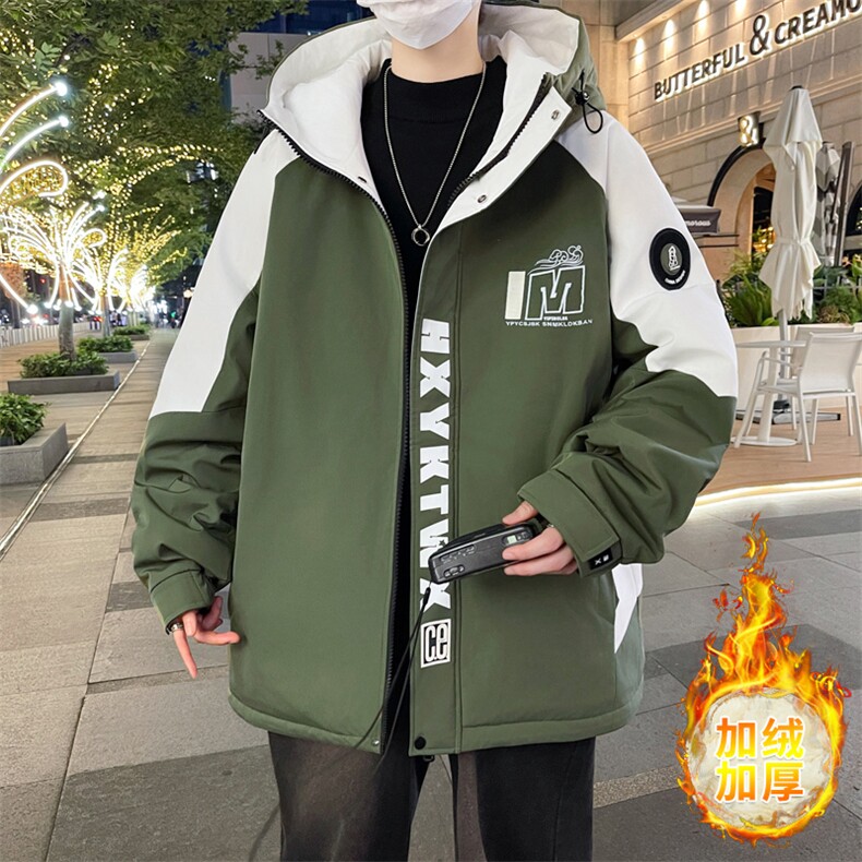 港风秋冬男士加绒加厚夹克男宽松时尚连帽棉衣男外套MY1686-P73,男装夹克,星座310B