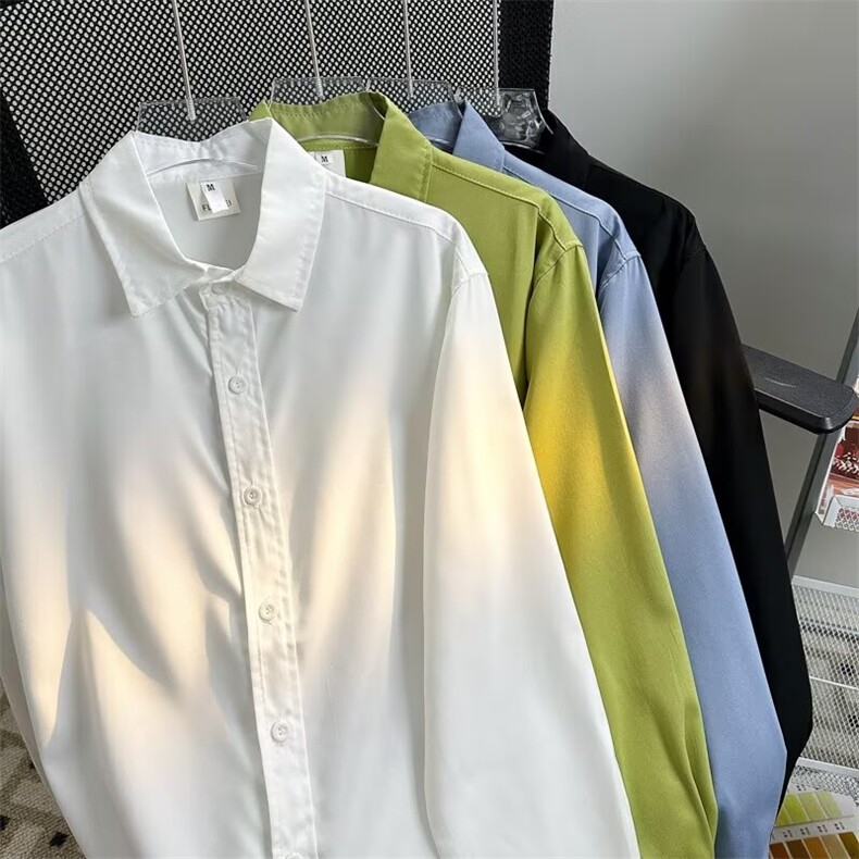 高品质夏款男冰丝衬衫宽松单排扣长袖衬衣CS306P38,男装衬衫,星座1013-1