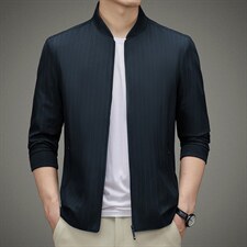 2023春秋季新款立领商务休闲夹克男宽松纯色上衣中年薄款外套，男装夹克，电商B212（原钱塘6029）